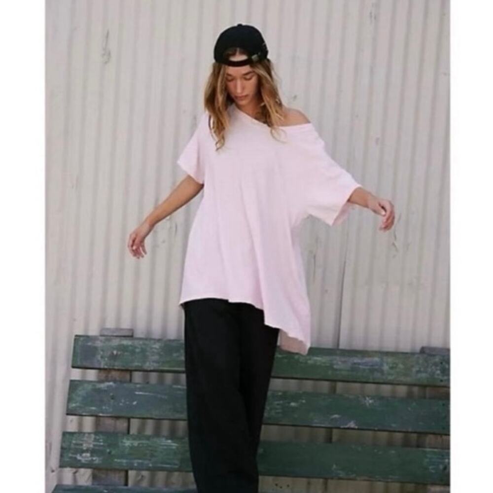 Free People Leg Day Oversized Tee White Size L